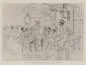 The Foreign Attaches quartered in the Railway Station at Smaldeel by Melton Prior